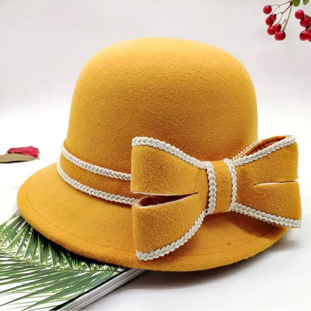 New! “The Clever Girl” Handmade Felt Bow Accent British Style Hat DROPS 11/16 - Picture 3 of 5